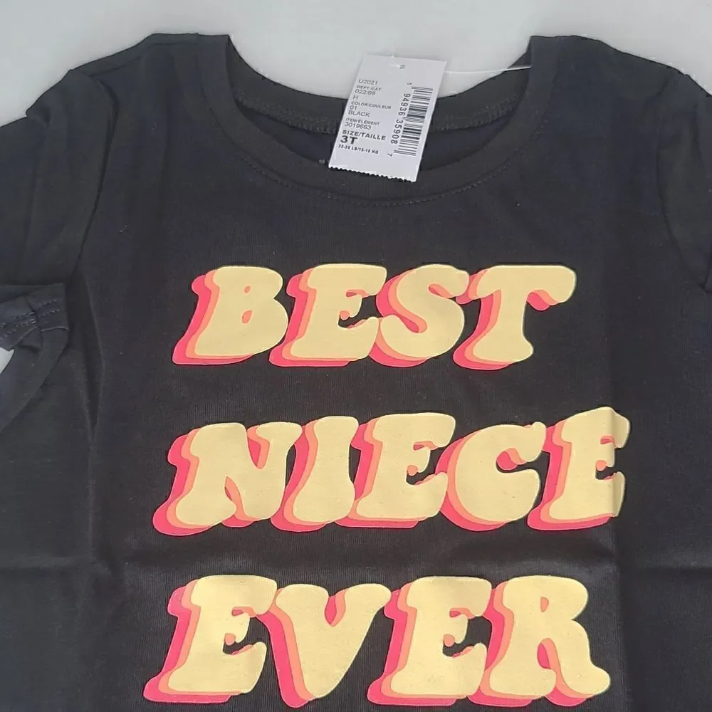 3T Best Niece Ever Tee Toddler Girl Family Glitter